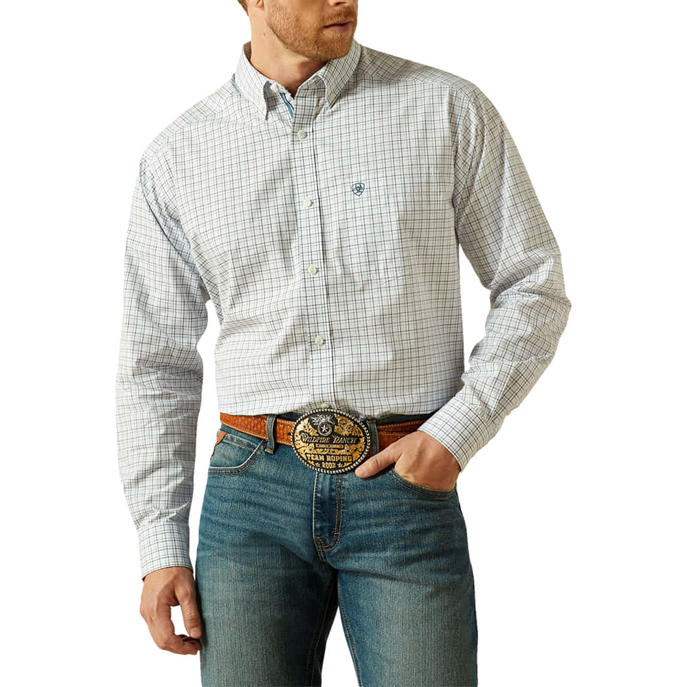 Ariat Apparel Ariat Men's White Tristan Classic Pro Series Long Sleeve Button-Down Shirt