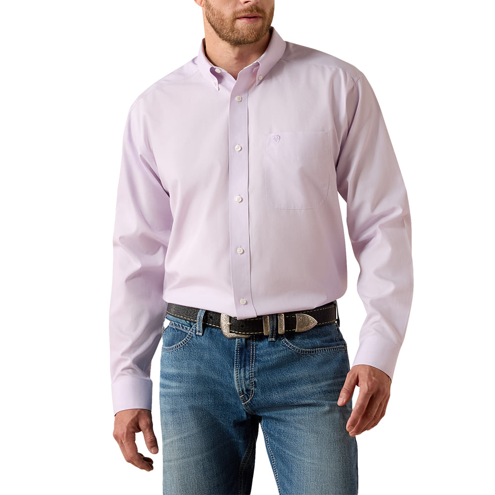 Ariat Apparel Ariat Men's Wrinkle Free Solid Pinpoint Oxford Shirt in Rhapsody