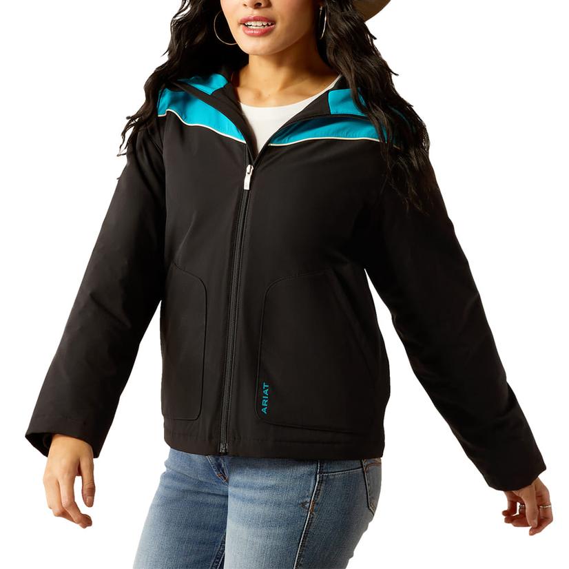 Ariat Apparel Ariat Pioneer Black And Turquoise Stretch Shell Women's Jacket