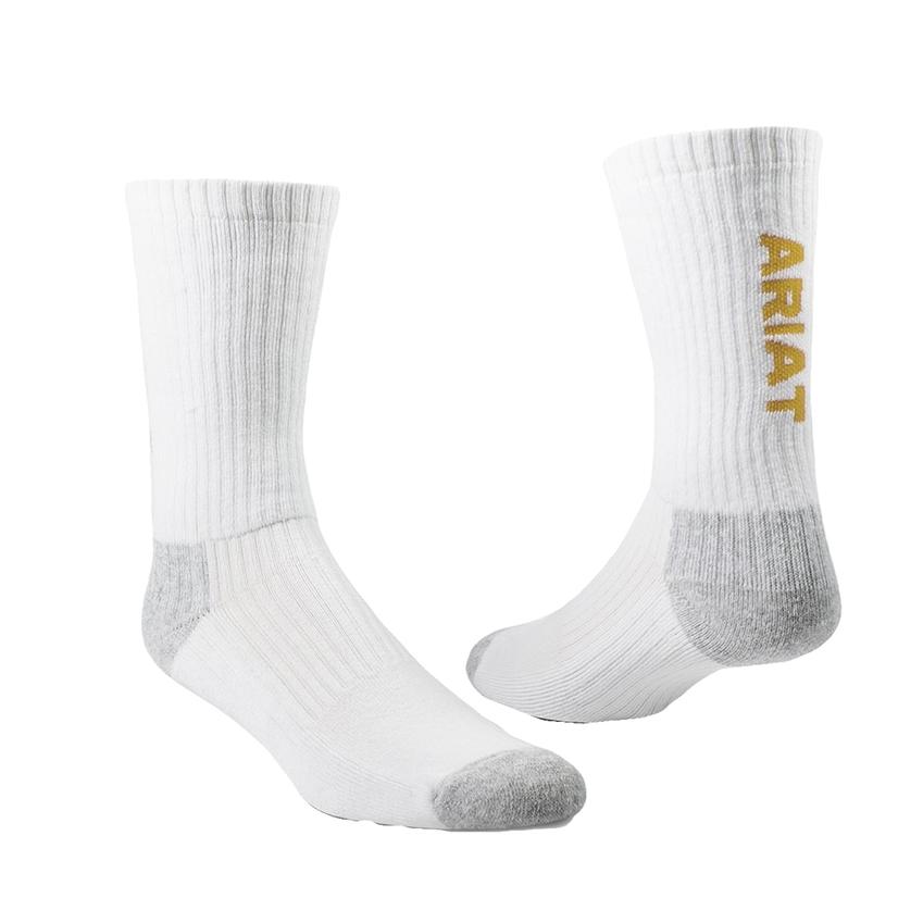 Ariat Apparel Ariat White Basis Cotton Crew 3 Pair Pack Socks