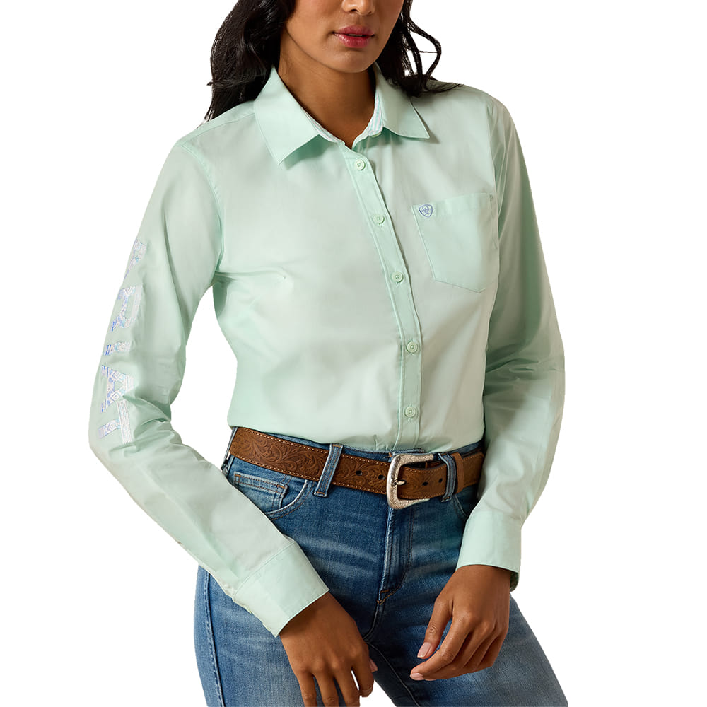 Ariat Apparel Ariat Women's Dusty Aqua Team Kirby Long Sleeve Shirt