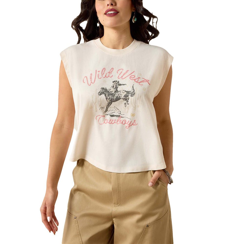 Ariat Apparel Ariat Women's Wild West Cropped Graphic Tee in Sea Salt
