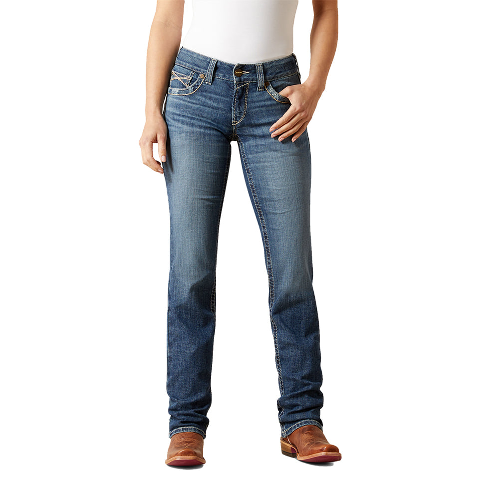 Ariat Apparel Ariat Womens Estelle Canadian Straight Leg Medium Wash Trouser Jeans