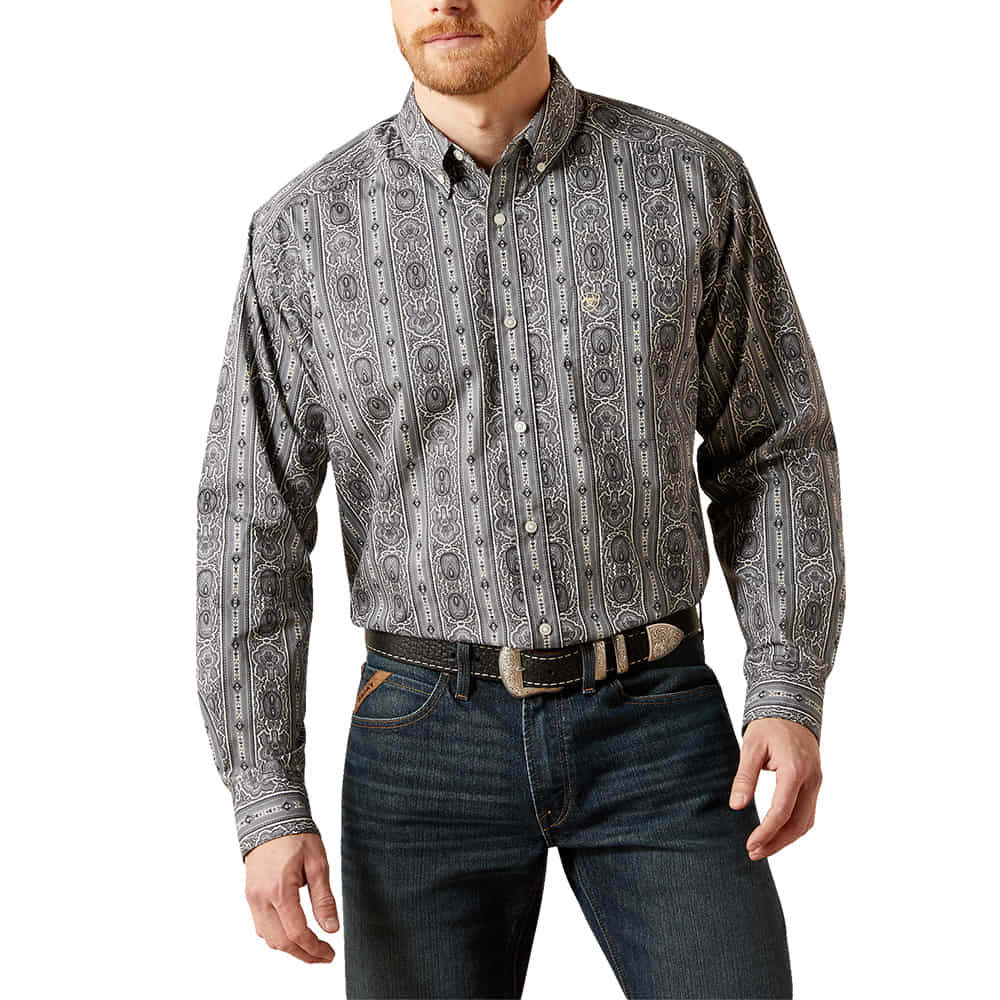 Ariat Apparel Cinch Men's Grey Long Sleeve Tatum Button-Down Shirt