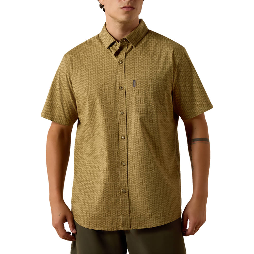 Ariat Apparel MENS MATT SHORT SLEEVE SHIRT IN CEDAR AROOW BLOCK PRINT