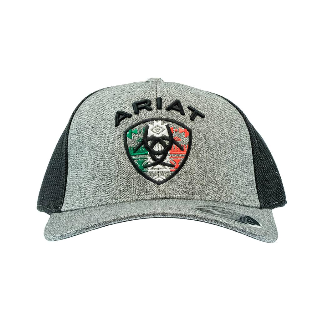 Ariat Hats Grey/Black / Osfa Ariat Mexico Logo Grey and Black Mesh Back Cap