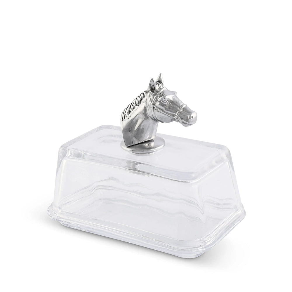 Arthur Court Home Decor Arthur Court Horse Head Glass Silver Butter Dish