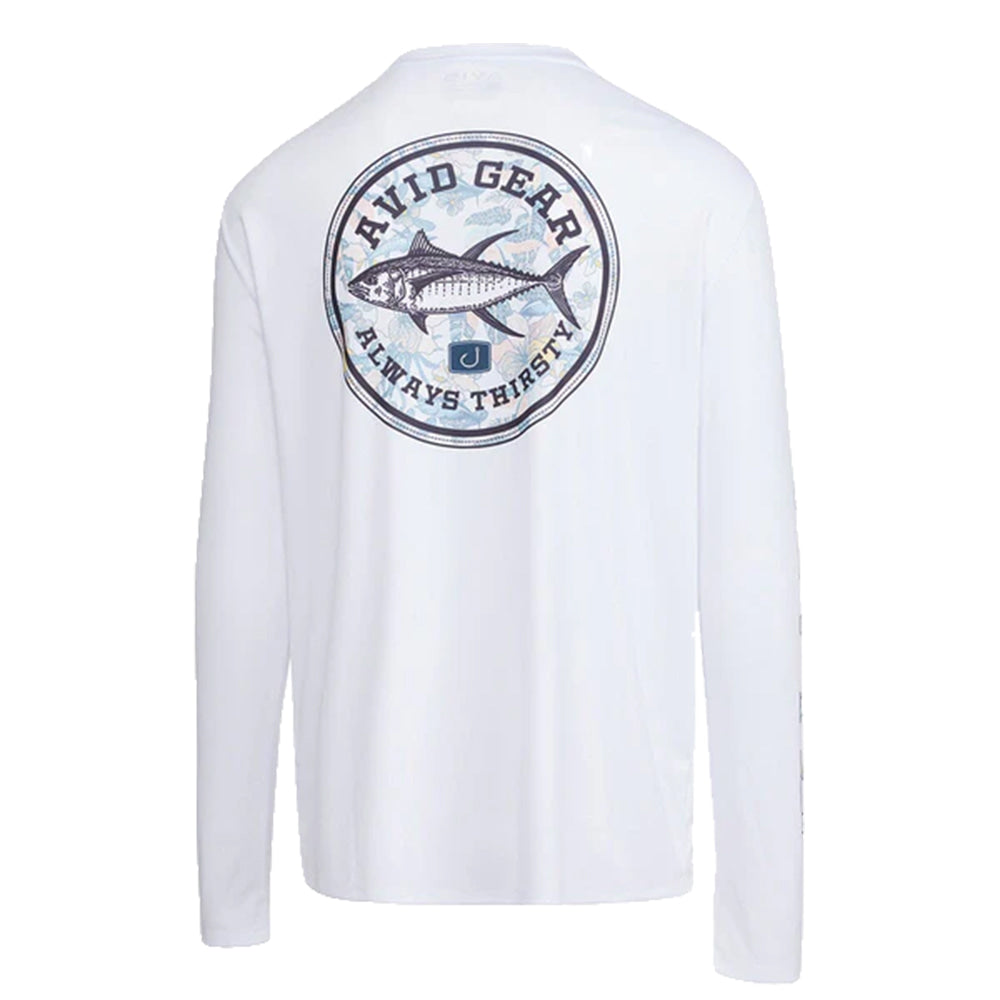 Avid Apparel Avid Thirsty Tuna Avidry Men's Long Sleeve Graphic Tee In White