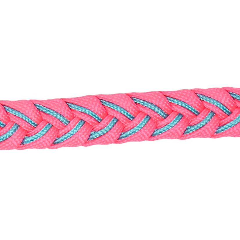 Beagley Braiding Tack Hot Pink/Turquoise / 7.7' Martha Josey Knot Reins