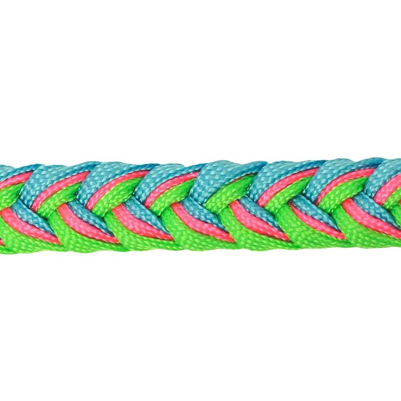 Beagley Braiding Tack Turquoise/Hot Pink/Lime Green / 7.7' Martha Josey Knot Reins