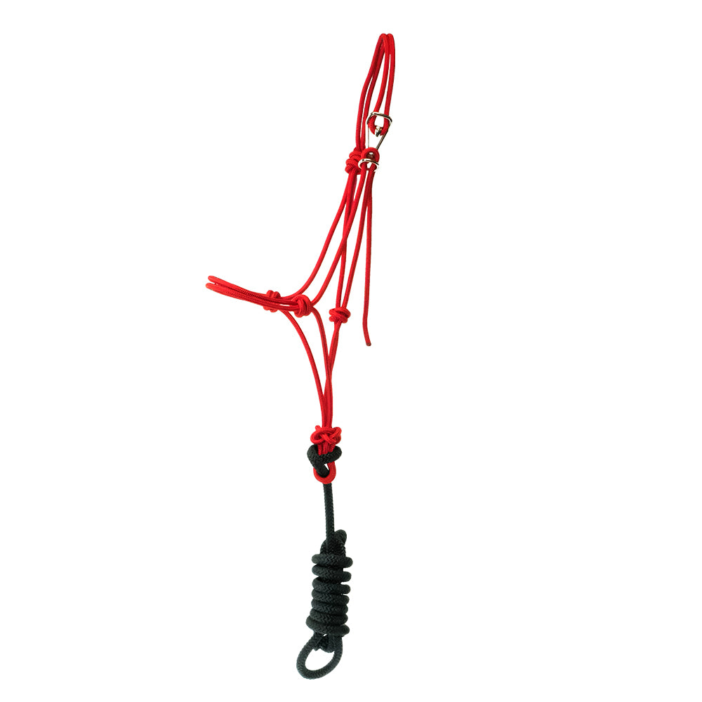 Benners Rope Halter Tack Red/Black / Standard Horse Benner's Rope Halter With Clip And 8' Lead Rope