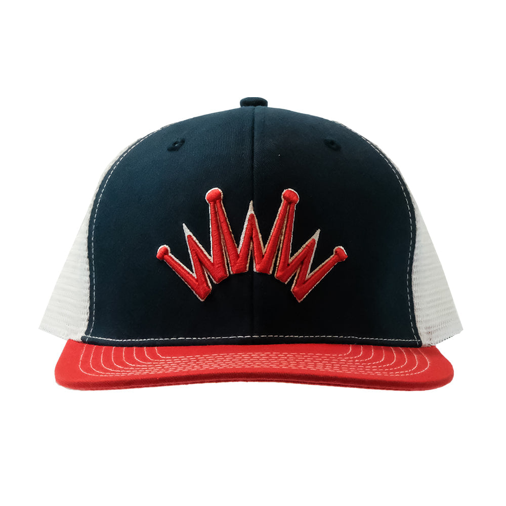 Best Ever Pads Hats Best Ever Pads Flat Brim Navy Red Puff Crown Cap