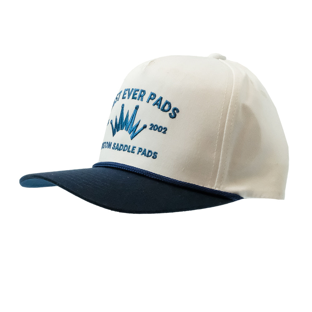 Best Ever Pads Hats Best Ever Pads Flat Brim White and Navy Rope Cap