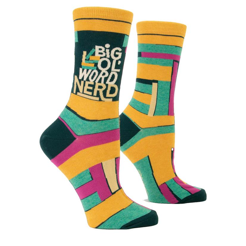 Blue Q Apparel Multi / OSFA Blue Q Big Ol' Word Nerd Women's Crew Socks