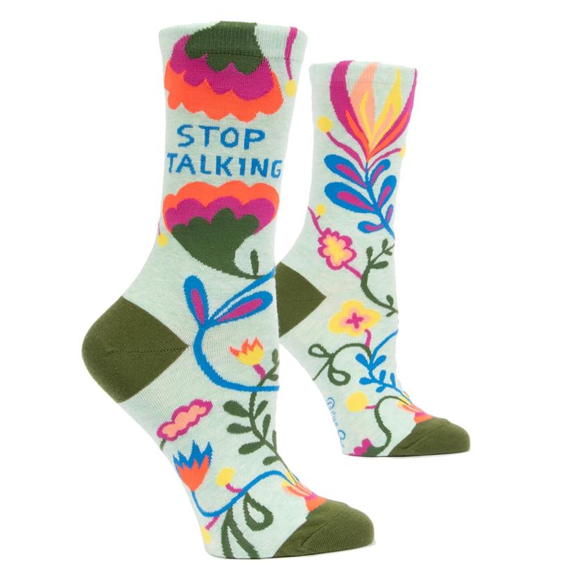 Blue Q Apparel Multi / OSFA Blue Q Stop Talking Women's Crew Socks