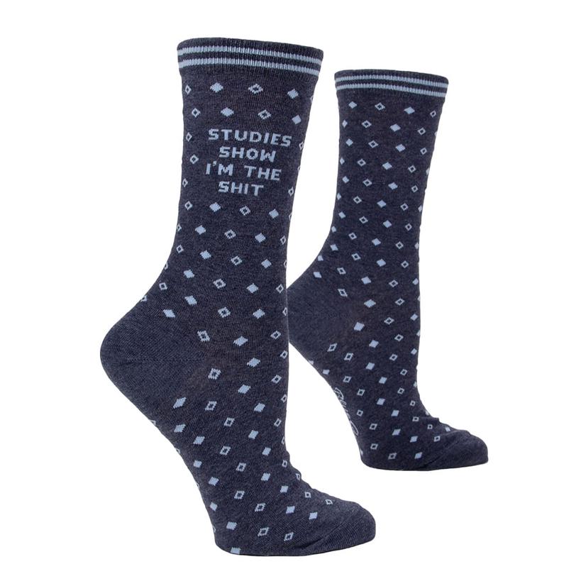 Blue Q Apparel Navy / OSFA Blue Q Studies Show I'm The S*** Women's Crew Socks