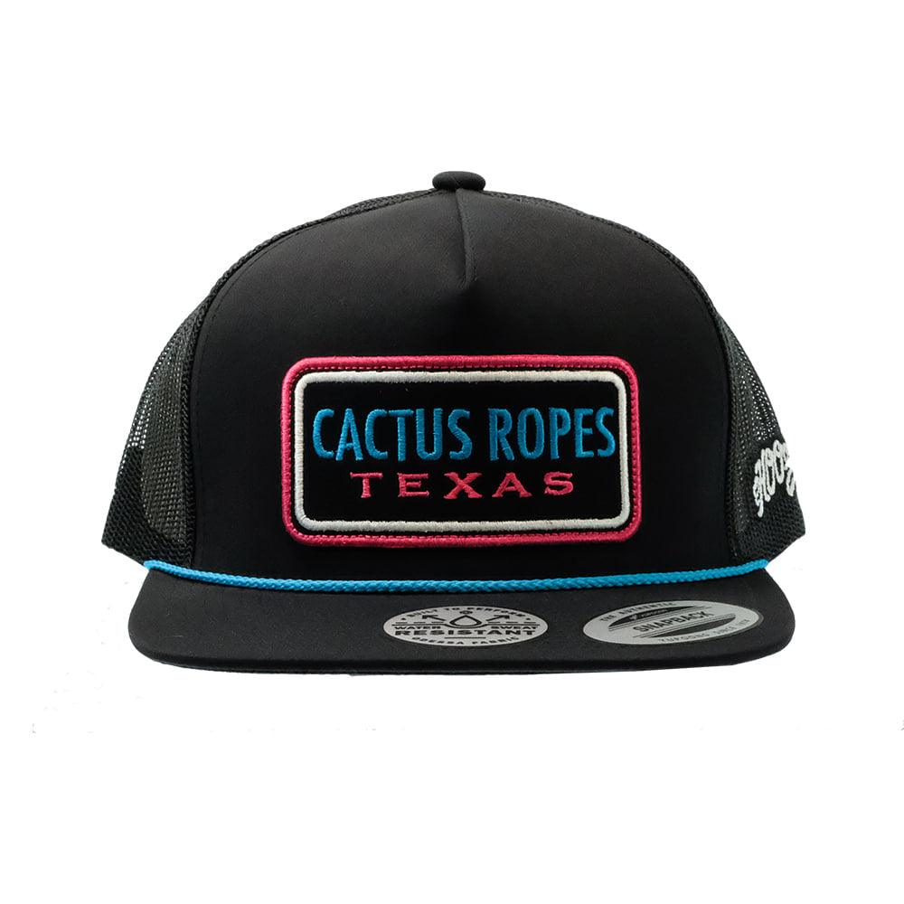 Cactus Ropes Apparel Cactus Rope Black with Pink and Blue Rectangle Patch Cap