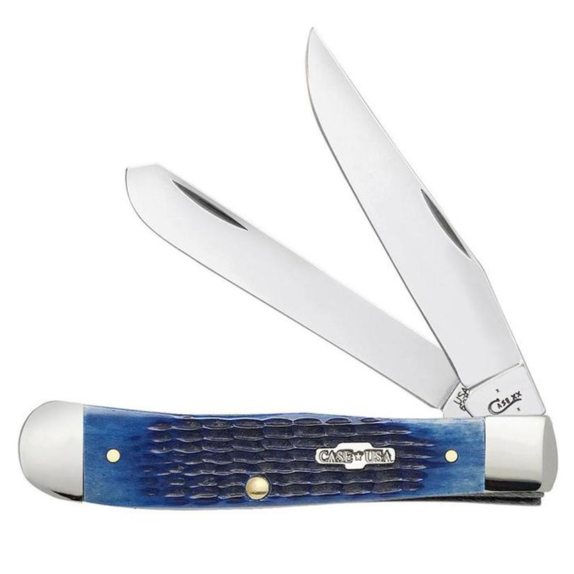 Case Knives Blue Bone / Osfa Case Rogers Corn Cob Jig Blue Bone Trapper Folding Knife