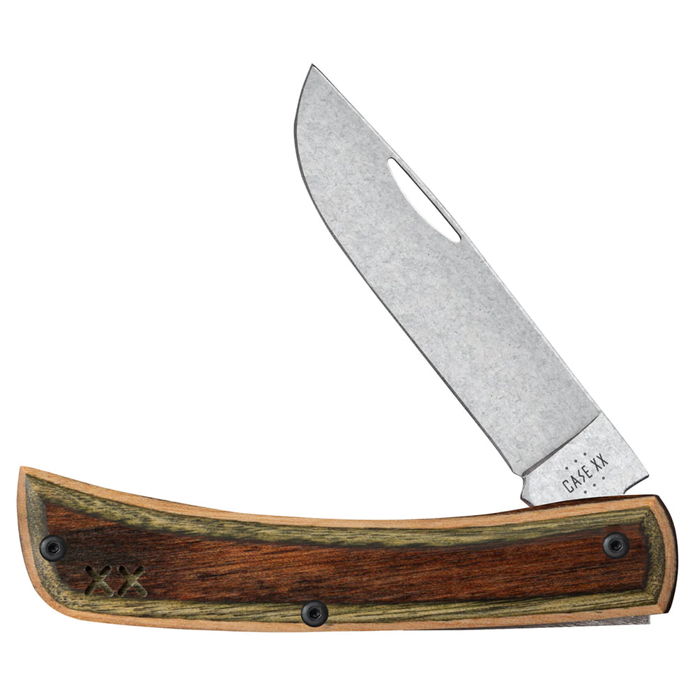 Case Knives Case Crossroads Brown Green Laminate Wood Sod Buster Jr.