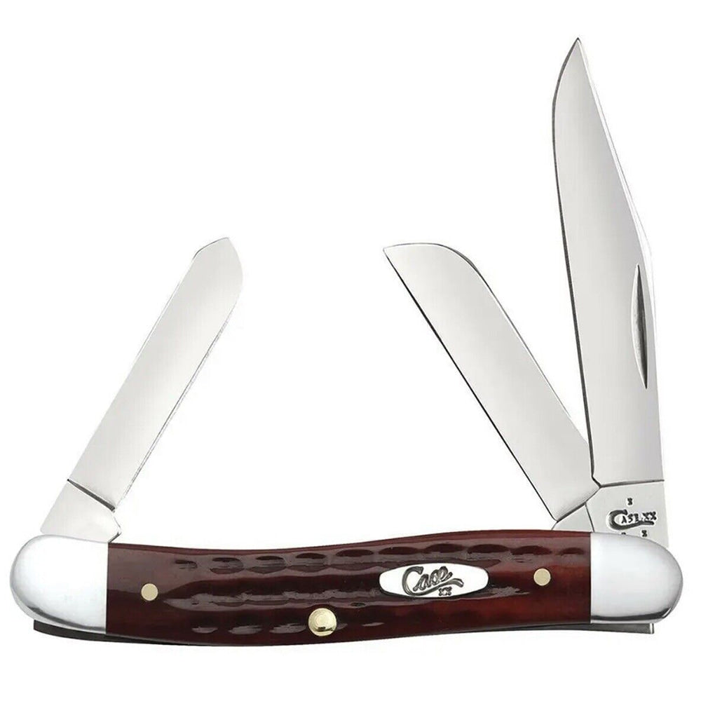 Case Knives Case Pocket Worn Corn Cob Jig Old Red Bone Medium Stockman