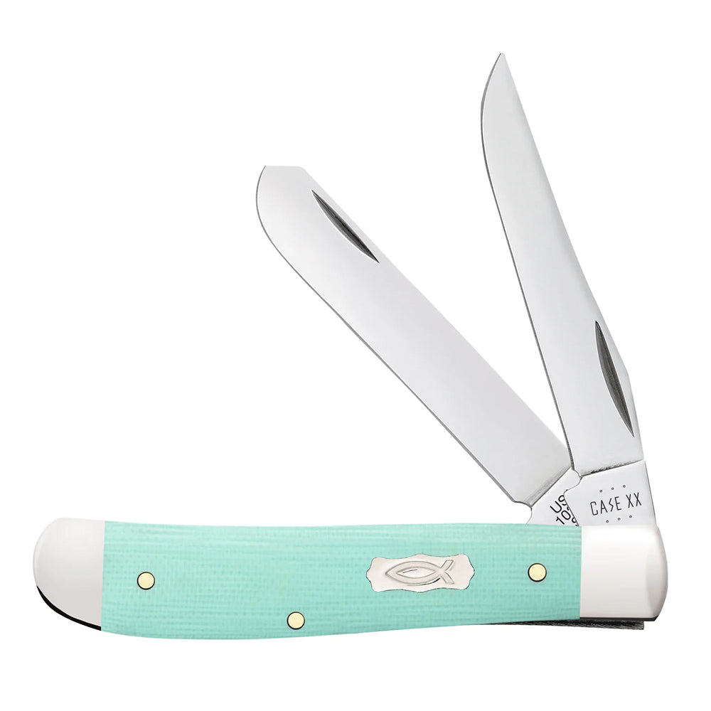 Case Knives Case Smooth Seafoam Green G-10  Mini Trapper