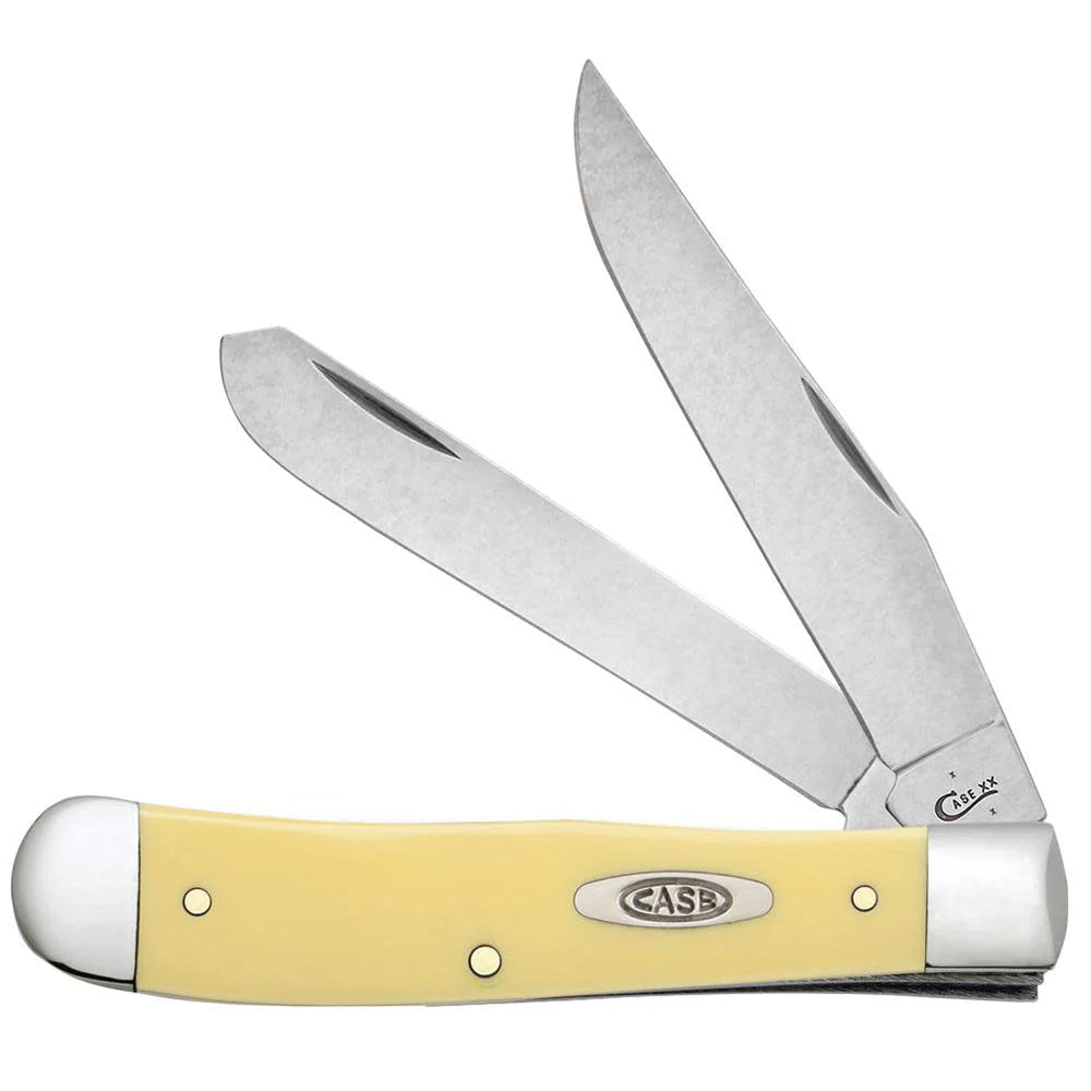 Case Knives Case Yellow Synthetic Carbon Steel Trapper With Clip