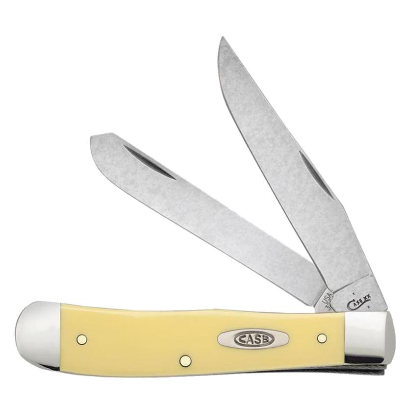 Case Knives Yellow Case Trapper With Clip Yellow Synthetic Folding Knife