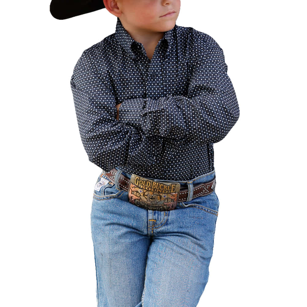 Cinch Apparel Boys Printed Long Sleeve Button Down
