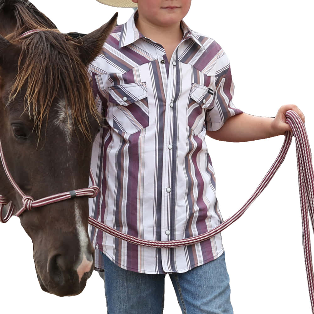 Cinch Apparel Boys Short Sleeve Woven Camp Shirt