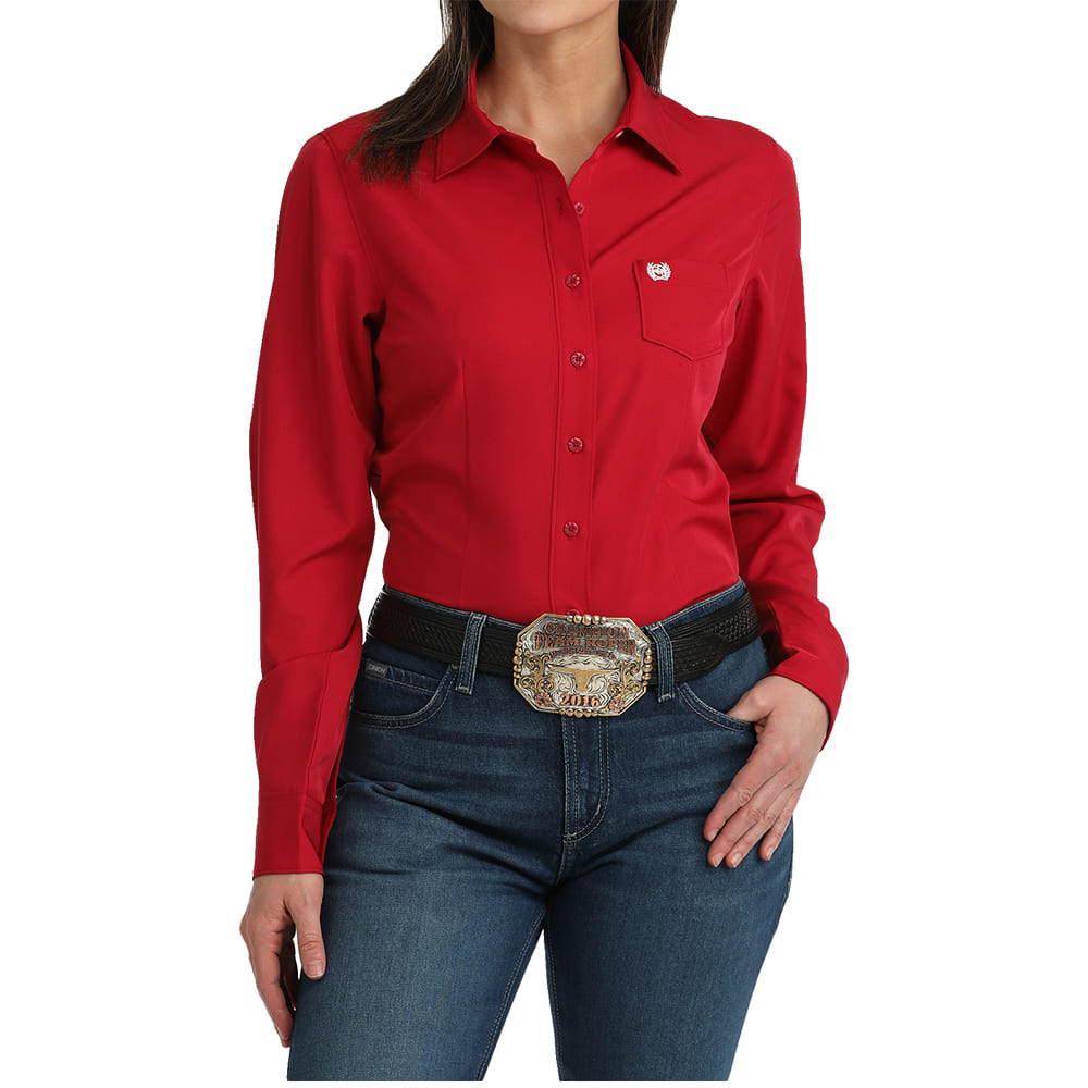 Cinch Apparel Cinch Arenaflex Long Sleeve Button-Down in Pink