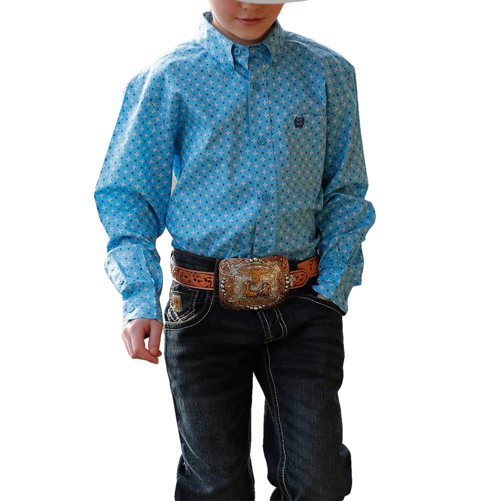 Cinch Apparel Cinch Boy's Light Blue Long Sleeve Button-Down Shirt
