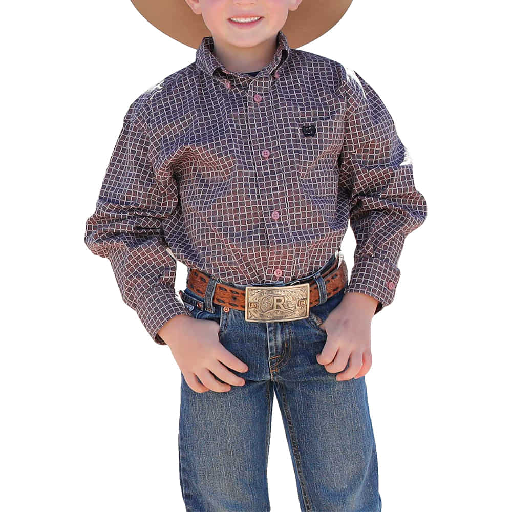 Cinch Apparel Cinch Boy's Pink Button-Down Long Sleeve Shirt