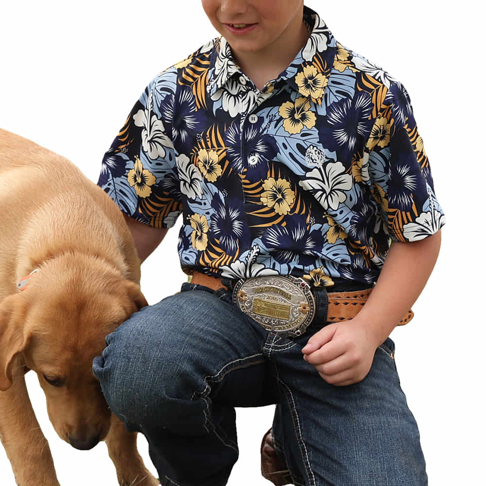 Cinch Apparel Cinch Boy's Printed Hawaiian Short Sleeve Polo