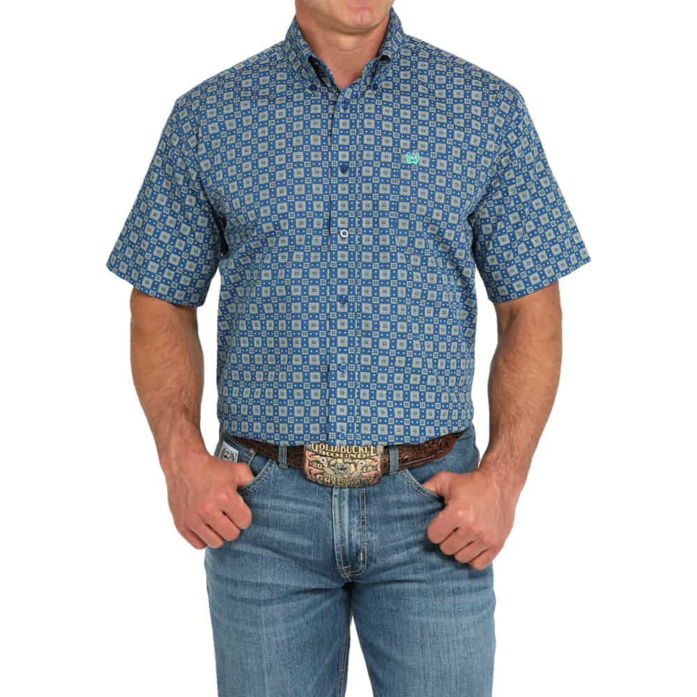 Cinch Apparel Cinch Classic Men's Short Sleeve Button-Down Shirt In Royal Blue