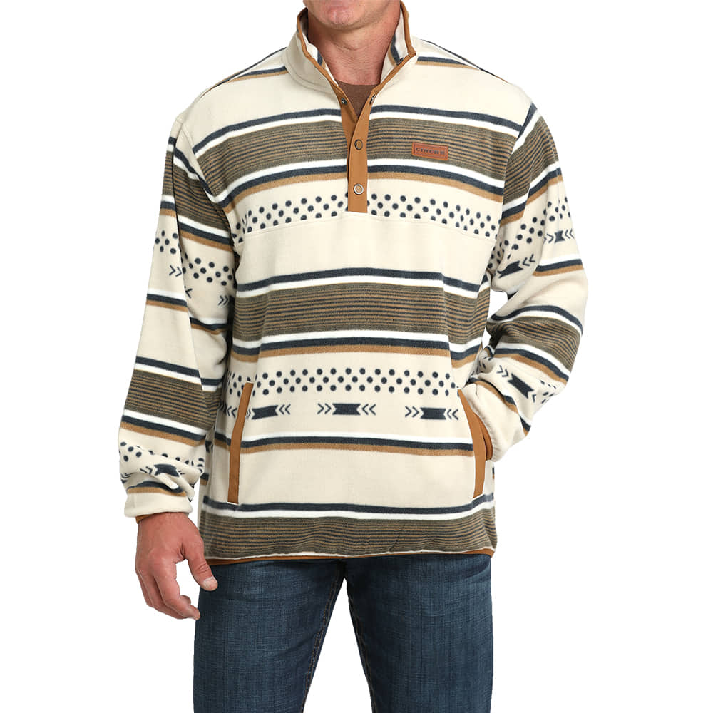 Cinch Apparel Cinch Men's 1/4 Button Fleece Cream Pullover Sweater