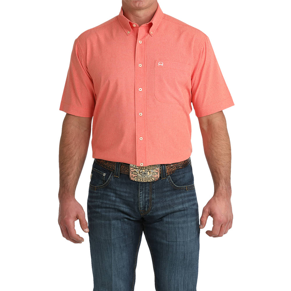 Cinch Apparel Cinch Men's Arenaflex Short Sleeve Button-Down Shirt in Red