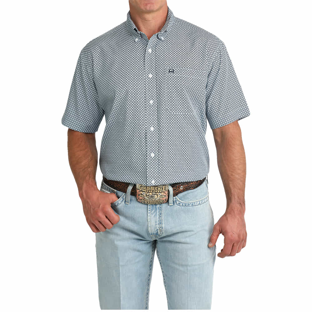 Cinch Apparel Cinch Men's Arenaflex Short Sleeve Shirt in Light Blue