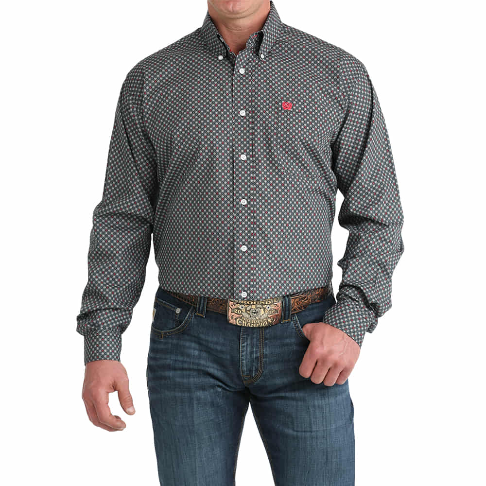 Cinch Apparel Cinch Men's Black Tencel Striped Button Down Long Sleeve Shirt
