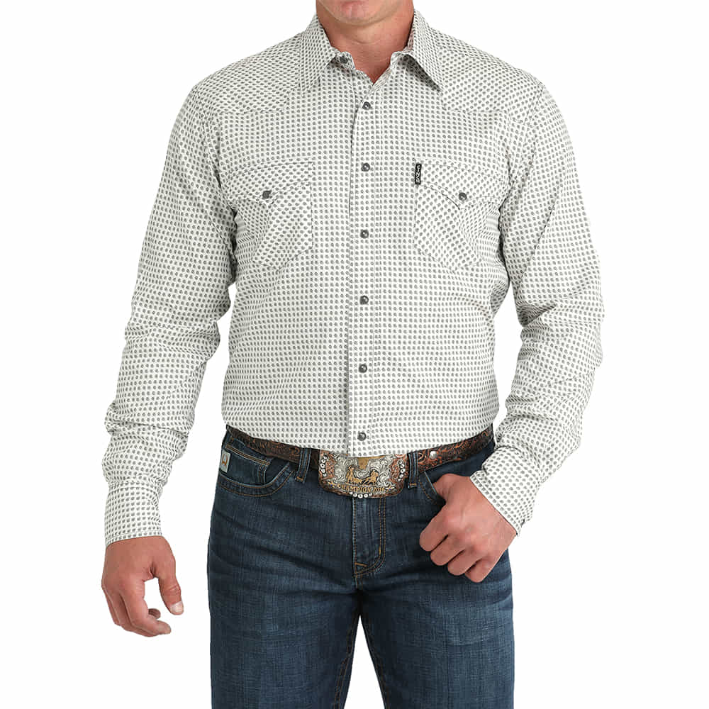 Cinch Apparel Cinch Men's Cream Modern Fit Long Sleeve Snap Shirt