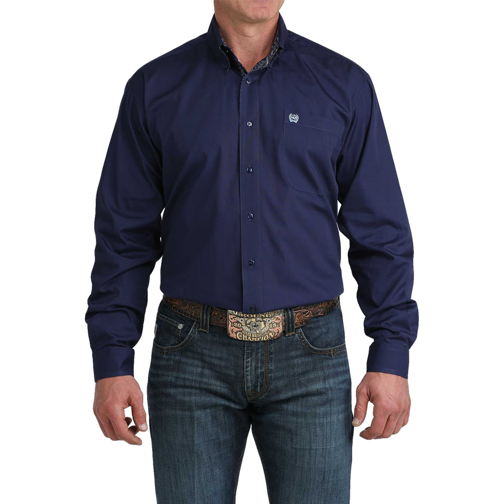 Cinch Apparel Cinch Men's Long Sleeve Solid Button-Down Shirt in Royal Blue