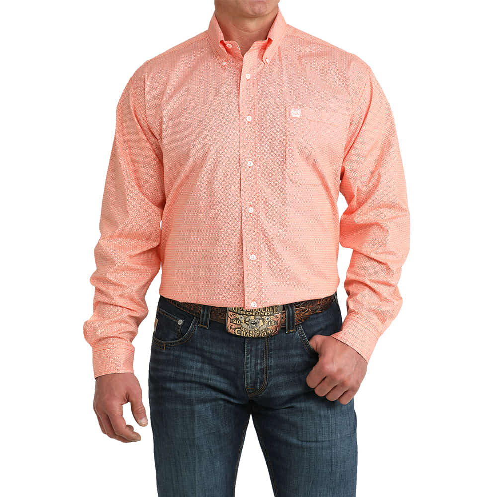 Cinch Apparel Cinch Men's Orange Long Sleeve Button-Down Shirt