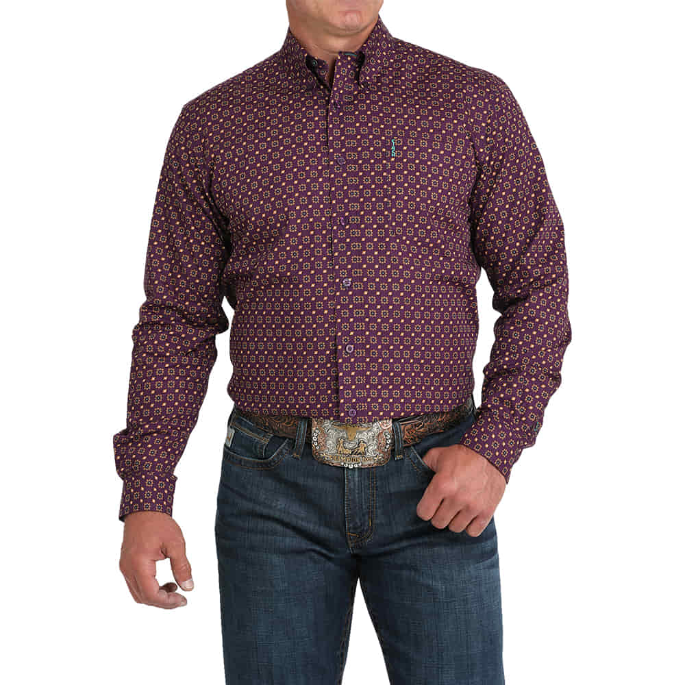 Cinch Apparel Cinch Men's Purple Modern Fit Long Sleeve Button Down Shirt