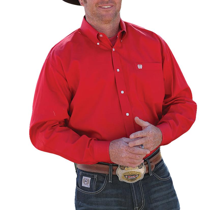 Cinch Apparel Cinch Men's Red Button-Down Long Sleeve Shirt