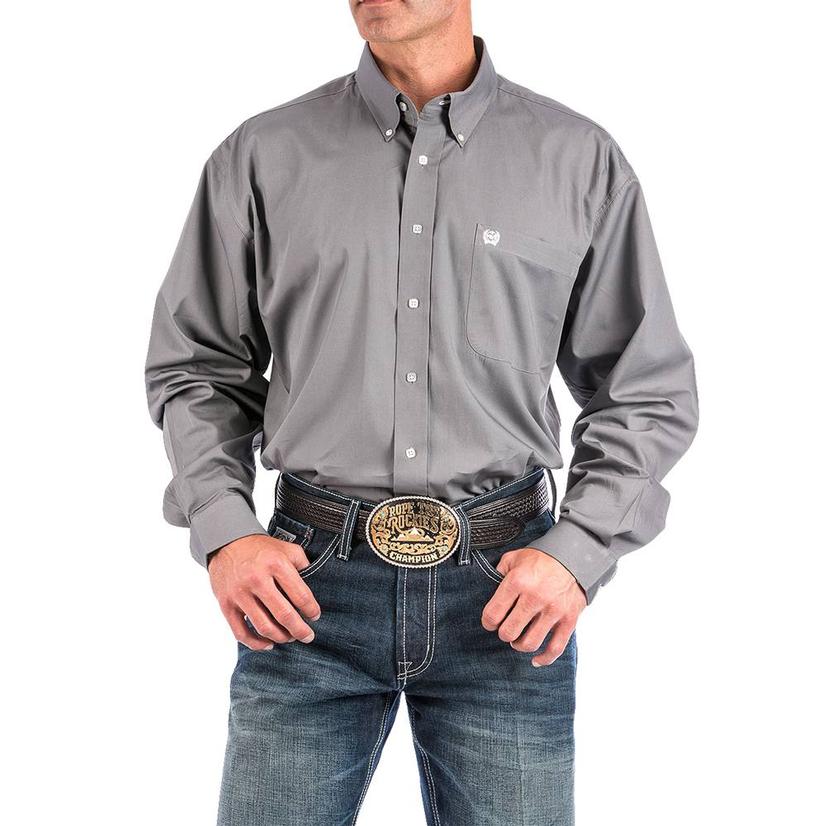 Cinch Apparel Cinch Men's Solid Grey Long Sleeve