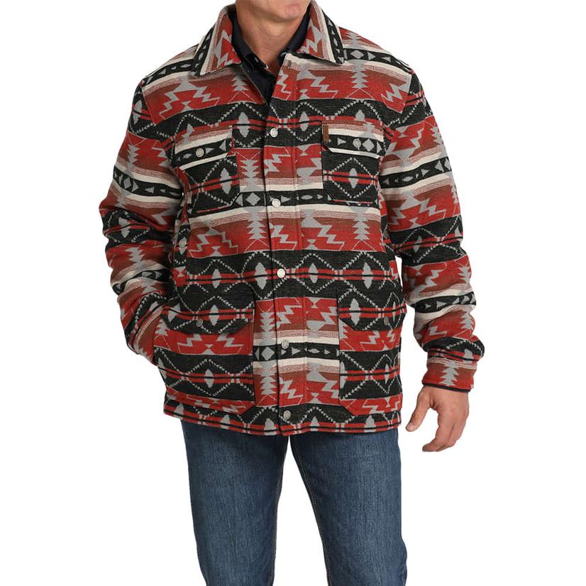 Cinch Apparel Cinch Red Aztec Print Twill Men's Ranch Jacket
