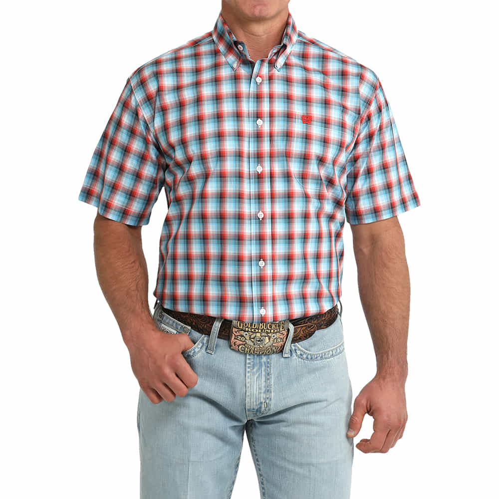 Cinch Apparel Cinch Short Sleeve Men's Button-Down Shirt in Multi Plaid