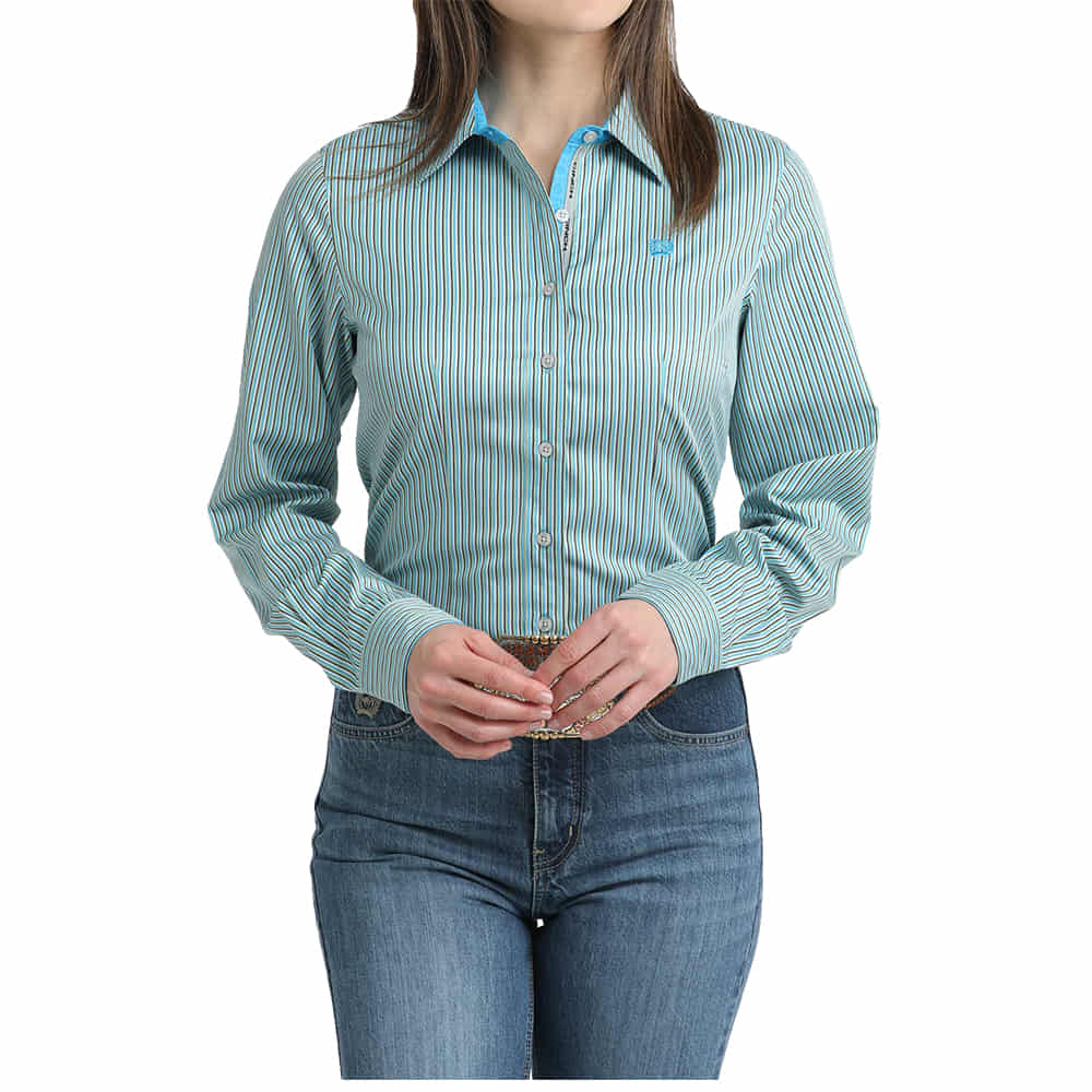 Cinch Apparel Cinch Stripe Tencel Long Sleeve Women's Button-Down Shirt