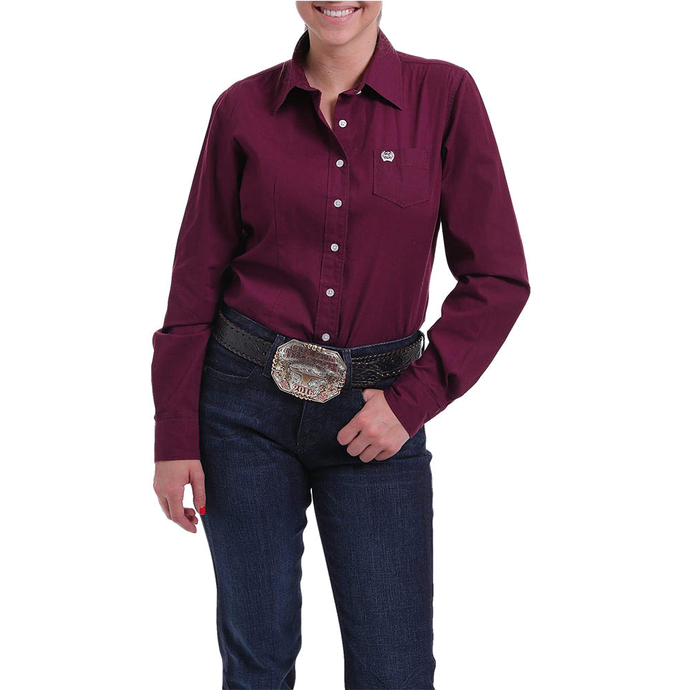 Cinch Apparel Cinch Women's Burgundy Button Down Long Sleeve Shirt