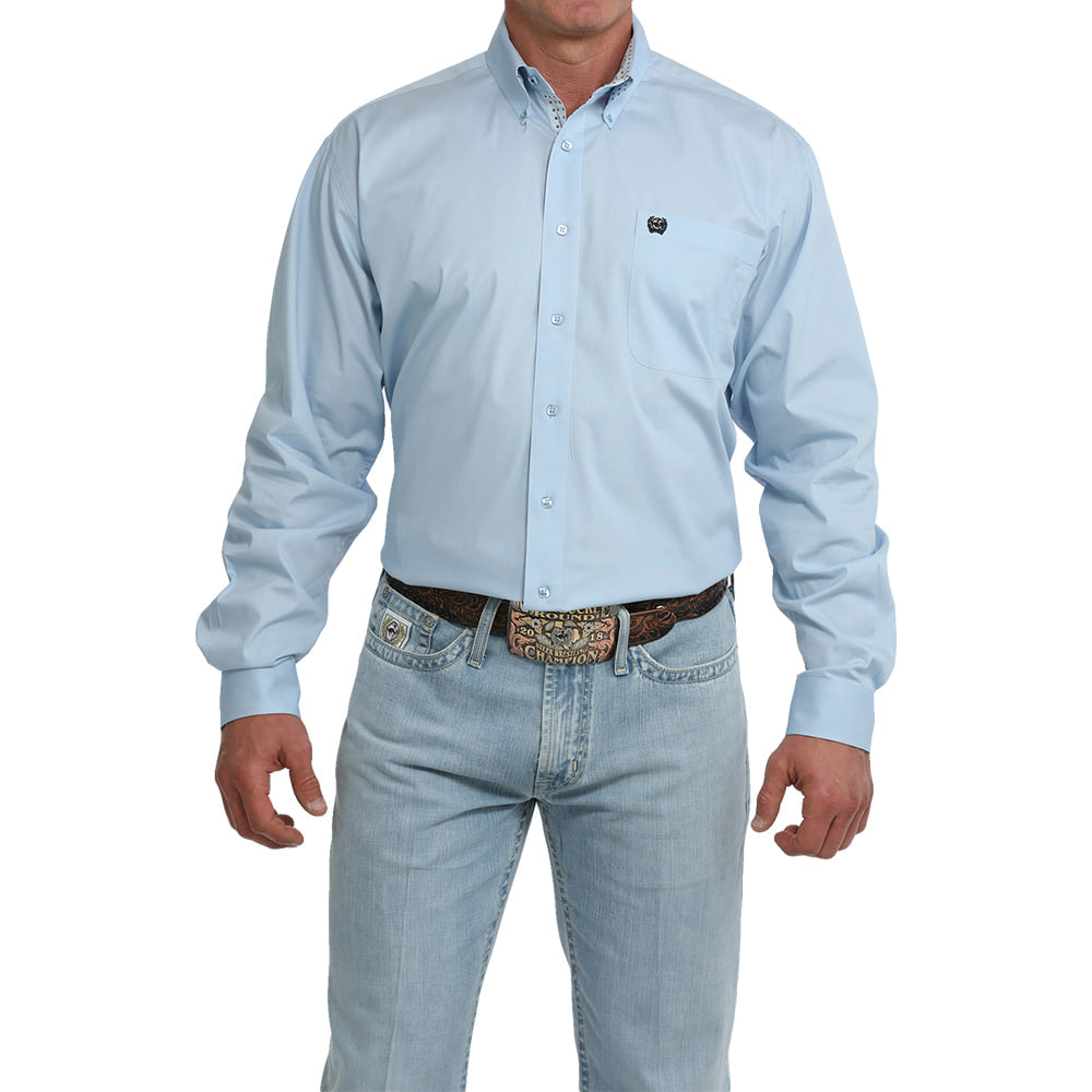 Cinch Apparel MENS SOLID LONG SLEEVE BUTTON DOWN IN LIGHT BLUE