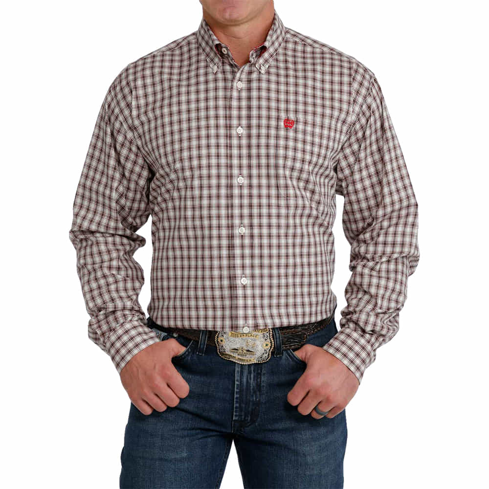 Cinch Apparel Plaid Stretch Long Sleeve Button Down